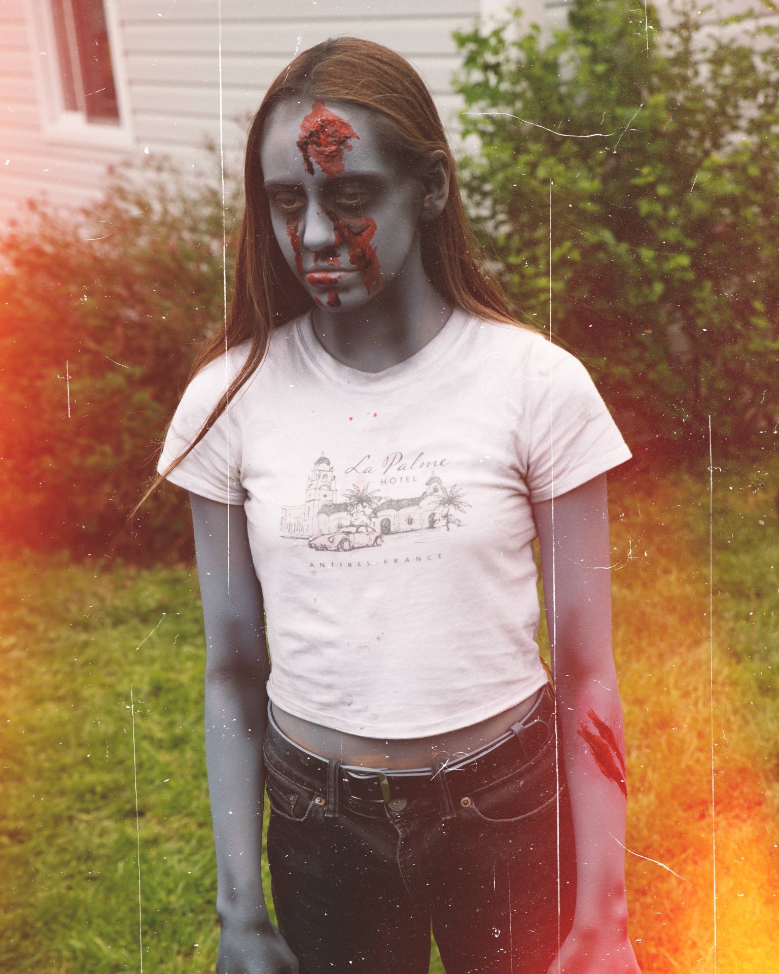 Zombie makeup portrait — La Palme tee